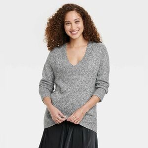 A New Day Gray Long Sleeve V-Neck Comfy Knit Tunic Sweater! Size XXL.